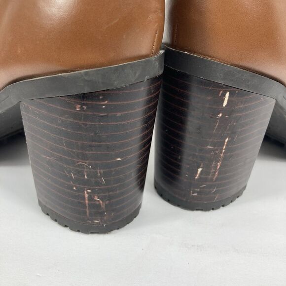 Chunky Brown Ankle Boots Tommy Hilfiger 7M Block Heel Booties LaceUp Grunge - Picture 11 of 14